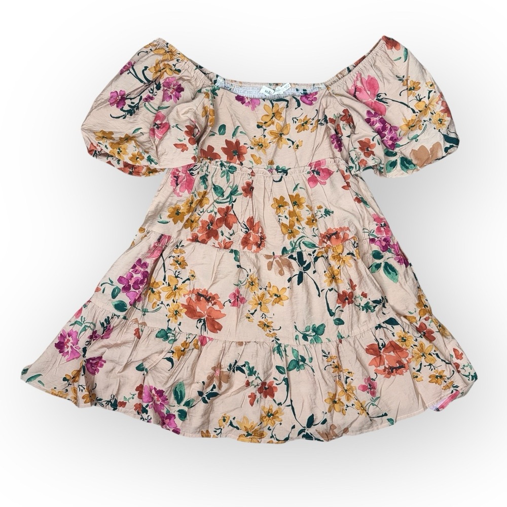 Millibon NWT Women's Floral Babydoll Dress Size S Puff Sleeve Tiered Cottagecore